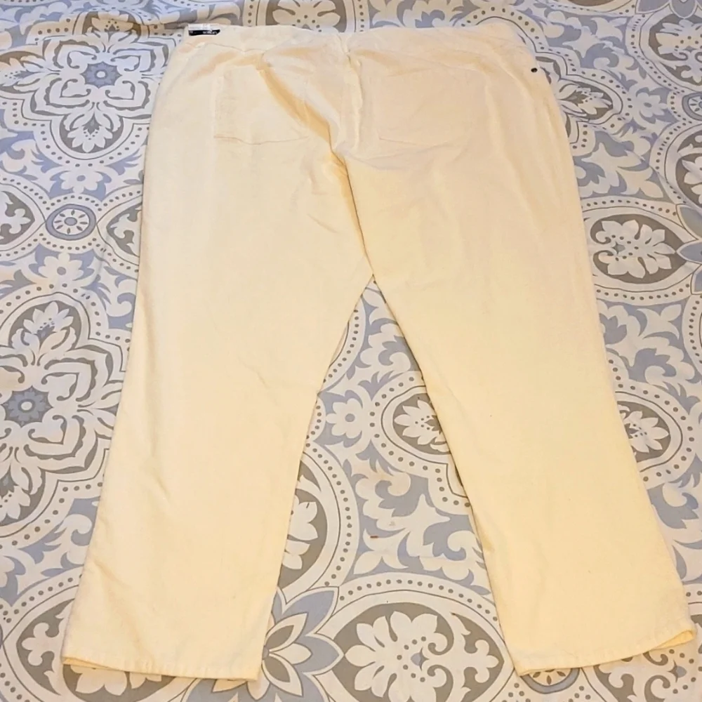 Slimsation Pants NWT 22W Cream Corduroy Straight Leg Stretch Tummy Control Fall